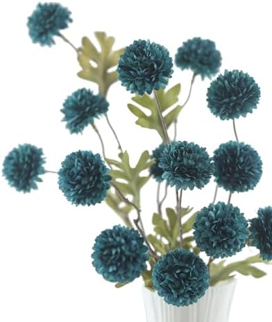 DuHouse 6pcs Artificial Flowers Faux Silk Pompon Mum Chrysanthemum Ball