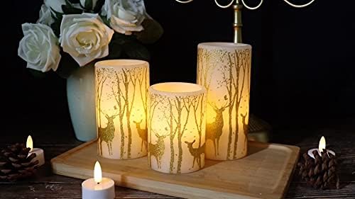 GenSwin Christmas Deer Flameless LED Candles Battery Operated with 6 Timer
