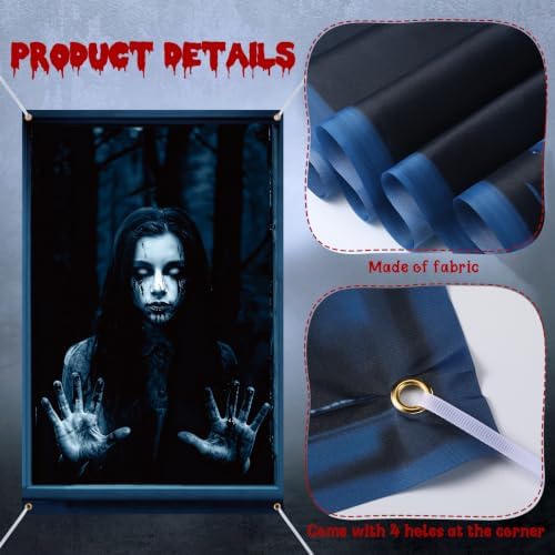 Newwiee 2 Pcs Scary Halloween Curtain Window Silhouette Cover Female Ghost
