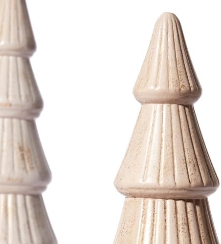 WONDROUS' DECO Wooden Christmas Tree Figurine, Tabletop Pink and Gold