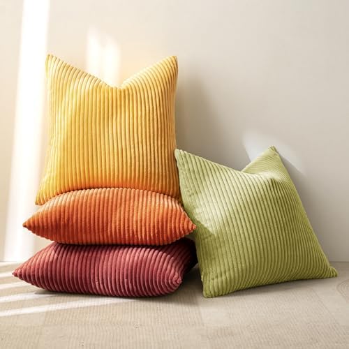 MIULEE Fall Decorative Throw Pillow Covers Yellow Orange Rust 18x18