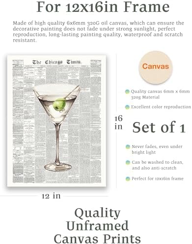 EcoHest 12x16 in Martini Newspaper Canvas Art