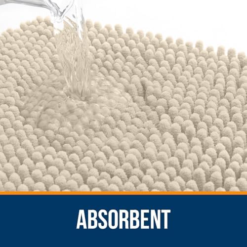 OLANLY Toilet Rugs U-Shaped 24x24, Soft Absorbent Chenille Contour Rugs