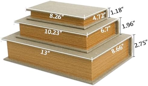 Decorative Book Boxes / Warm Taupe / 13",10",8 / Set of 3