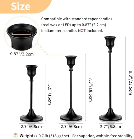 NUPTIO Black Candle Holder for Halloween: Aluminum Taper Candleholders