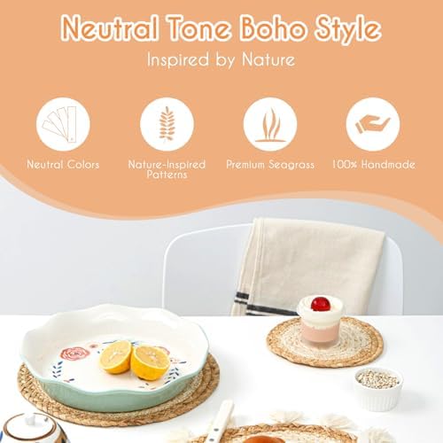 Boho Wall Baskets Set / Beige White Tassel / Set of 9