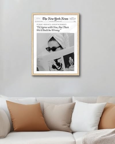 EcoHest 16x20 in Cool Girl Newspaper Framed Wall Art for Bedroom