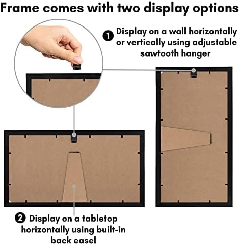 Collage Picture Frame / Black / 8 x 16 / 4 x 6 / Three Photos