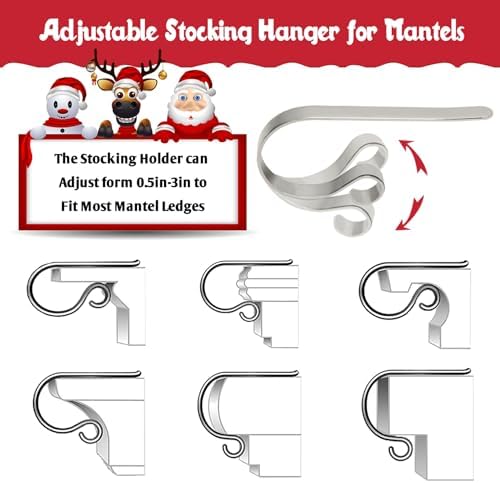 Christmas Stocking Holder, 4 Pack Stocking Holders For Mantle Fireplace