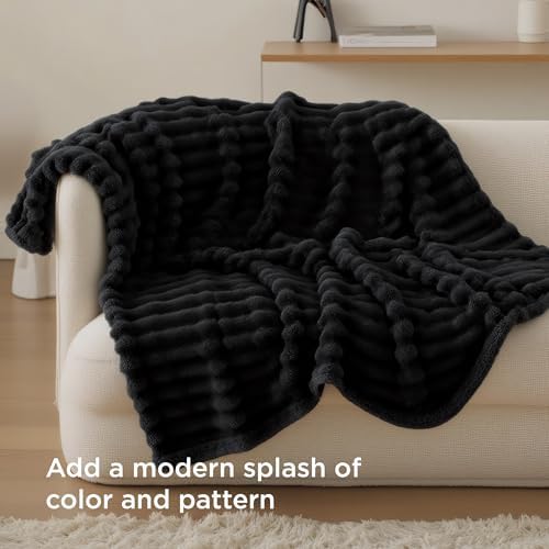 Bedsure GentleSoft Black Throw Blankets for Bed - Dog Blankets for Couch, Cozy Soft Cute Fleece Outdoor Travel Camping