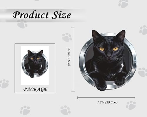 FLFK Cute Cat Wall Decor Decal - Removable Peel and Stick Wall Sticker with 3D Effect, Black Cat Lying Prone