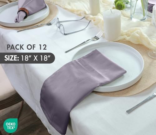 Ruvanti Cloth Napkins Set of 12, Cotton Enrich 18”x18” - Coffee Grey