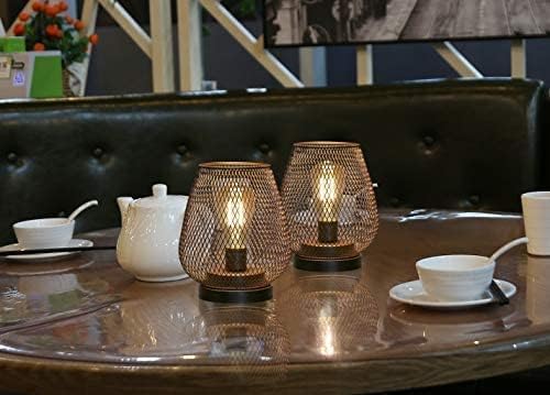 JHY DESIGN Set of 2 Metal Cage LED Lantern Battery Powered Cordless Accent Light with LED Great for Weddings Parties