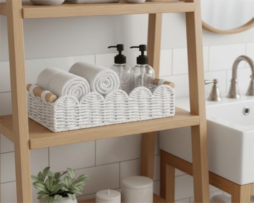 CubesLand Toilet Paper Storage Basket Organizer, Small Wicker Decor Basket