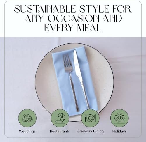 Cloth Napkins Set of 12, 100% Cotton Dinner Napkins for Thanksgiving, Christmas & Fall Entertaining, Washable Reusable Table Linens for Wedding & Everyday Use, 18 x 18 Inch, Light Blue