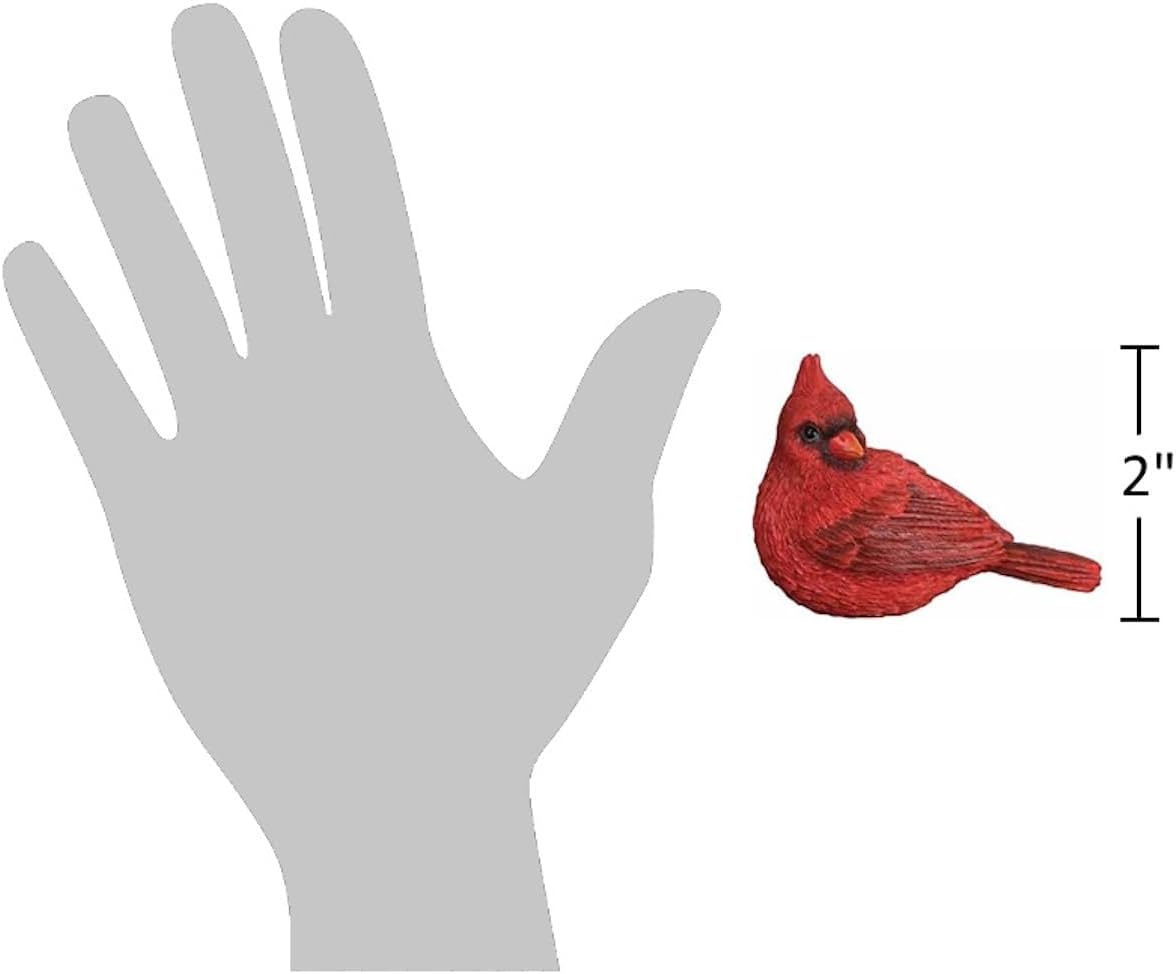 Hand-Painted Resin Carinal Bird Statue / Red