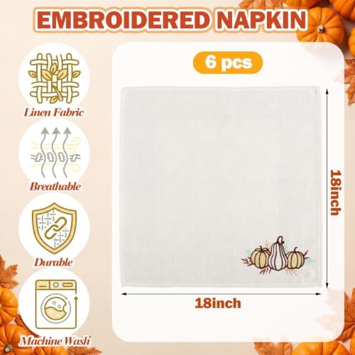 SmoothNovelty 6 Pcs 18x18 inch Fall Cloth Napkin Thanksgiving Linen Napkin