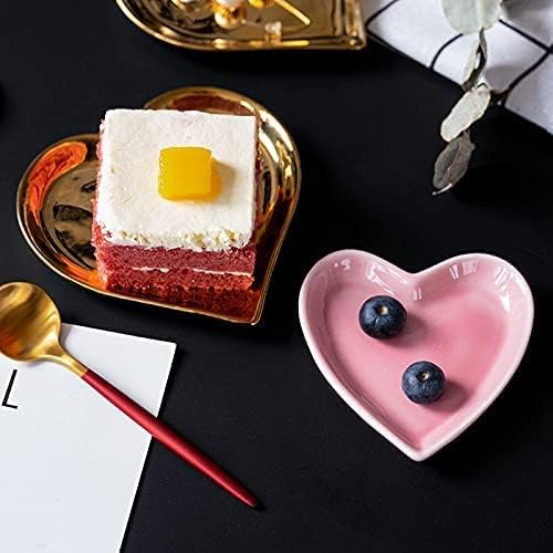 Ceramic Heart Shape Jewelry Trays Jewelry Dishes Ring Holders Storage / Pink / Set of 4