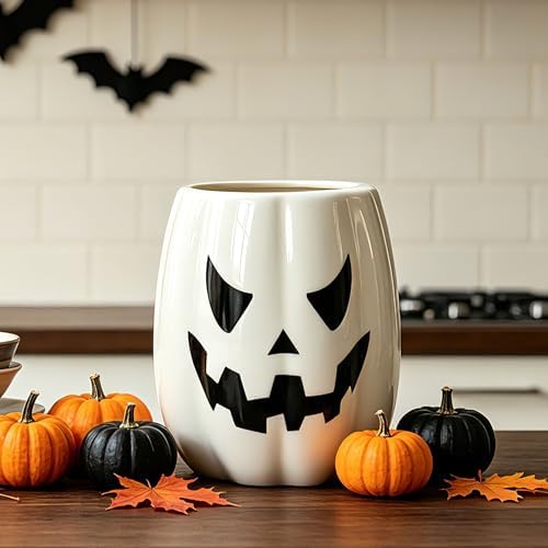 pinata Halloween Kitchen Decor, Ceramic Halloween Pumpkin Utensil Holder