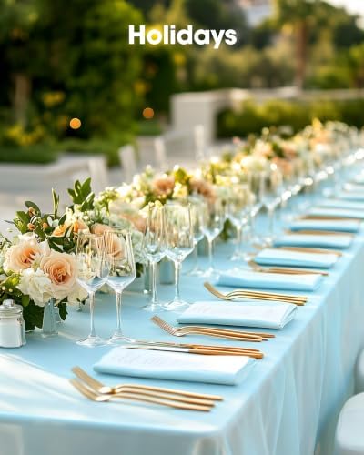 Pureegg Plastic Table Cloth Disposable 54x108 Inch 10 Pack, Baby Blue