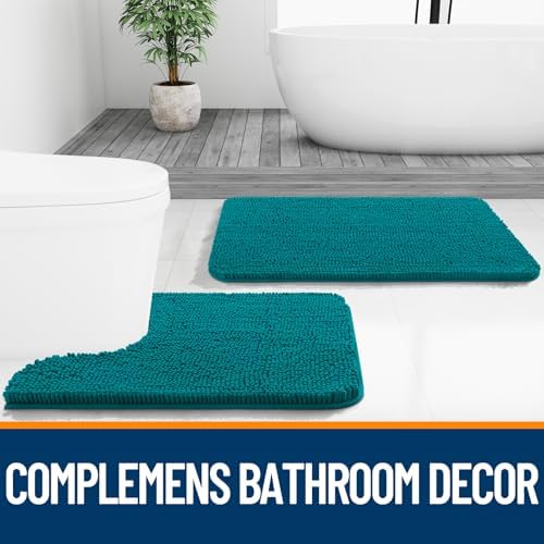 OLANLY Bathroom Runner Rugs 44x24, Soft Absorbent Chenille Bath Rugs, Rubber Backing Quick Dry, Machine Washable Long