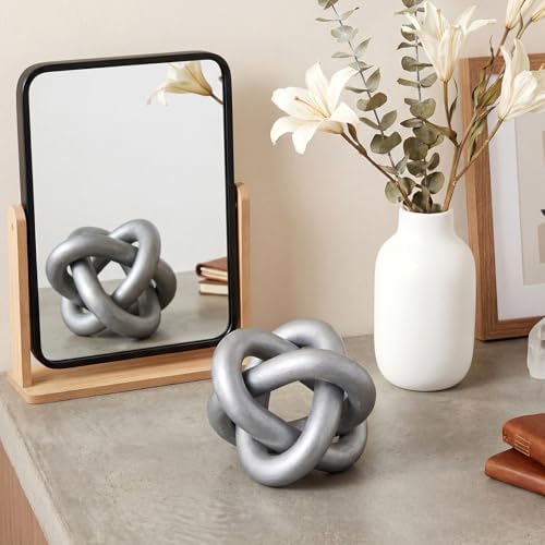 Yalikop 3 Link Wood Knot Decor Rustic Table Shelf Accents, Silver