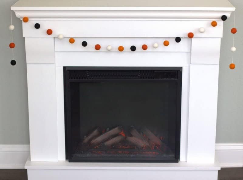 6 FT Halloween Felt Ball Garland - Orange/Black/White