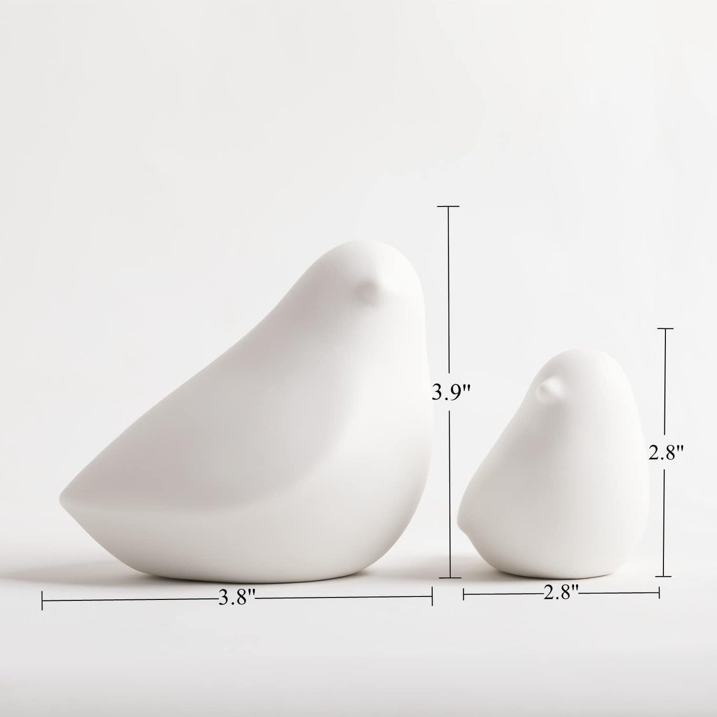 Ceramic Birds Figurines Small Birds Statues / White / Set of 2