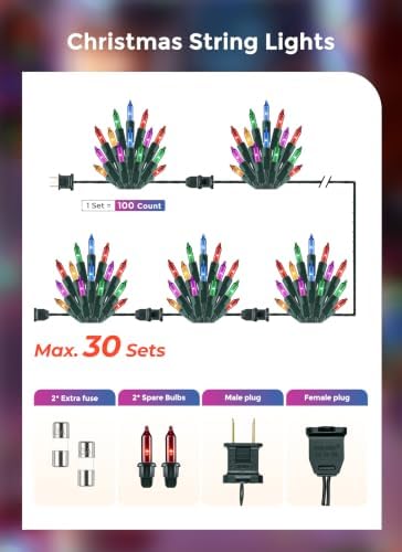 Minetom Clear Christmas String Lights, 100 Count 20 Feet Mini String Lights