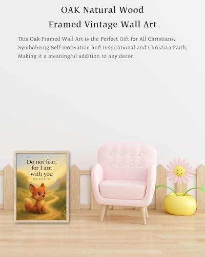 KensTro 12x16 Oak Framed Christian Nursery Wall Art, Isaiah 41:10