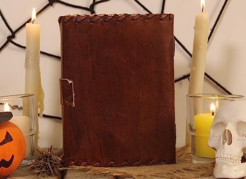 Hocus Pocus Book Of Shadows, Grimoire Spell Books Prop Witch Halloween Decorations Decor, Book Of Shadows Spell Book, Witchy Gifts For Women Spellbook Leather Bound Journal, Grimoire Witch Decor 7 x 5 Inches