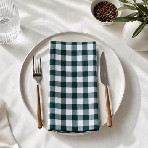 Blue Needles Gingham Buffalo Plaid Cotton Dinner Napkins Set of 12-18"x18"
