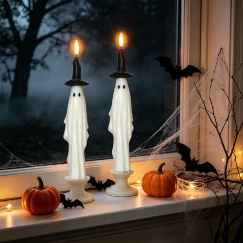 Halloween Witch Flameless Taper Candle Battery Operated with Timer