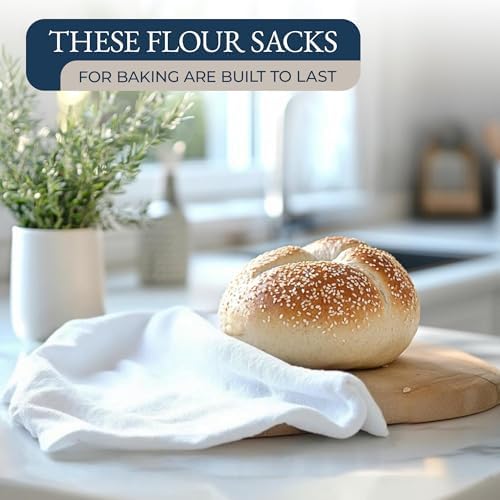 LANE LINEN Flour Sack Towels & Kitchen Towel Set 20 Pc - Premium Cotton Tea Towels for Bread Baking, Super Absorbent Dish Cloths for Washing Dishes, Multipurpose Kitchen Rags & Oven Mitt Set - Indigo