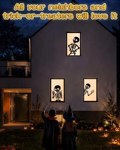 Halloween Window Decorations Skeleton Window Silhouettes 3 Pack