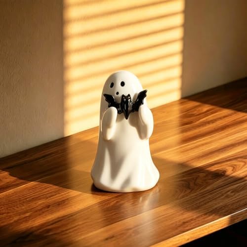 Halloween Ghost Figurine with Holding Bat Ghost Statue