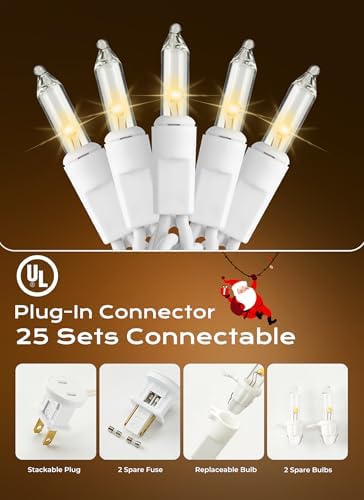 Minetom LED Clear White Christmas String Lights, 200 Count 40 Feet LED Christmas Lights Bulb, Christmas Decorations Indoor, Christma Tree Lights for Indoor Outdoor Xmas Wedding Party Festival