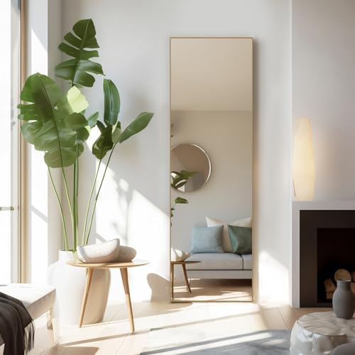 Full Length Floor Mirror, 16"x59" Body Wall Mirror with Stand