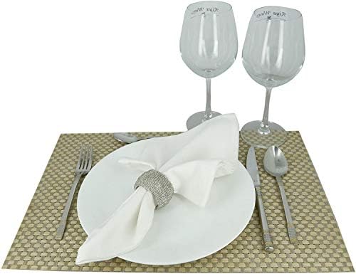 Silver Beaded Napkin Rings Set of 6 – Luxury Decorative Napkin Holders for Dining Table, Wedding, Party & Festive Table Decor – Elegant Handmade Bead Design, Durable & Reusable