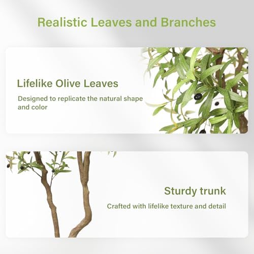 FEELEAD 8ft Faux Olive Tree - Realistic Large Olive Trees Artificial Indoor