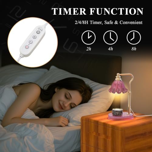 Flower Candle Warmer Lamp with Timer & 4-Level Dimmer, Adjustable Height