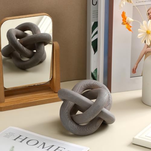 Yalikop 3 Link Wood Knot Decor Rustic Table Shelf Accents, Gray
