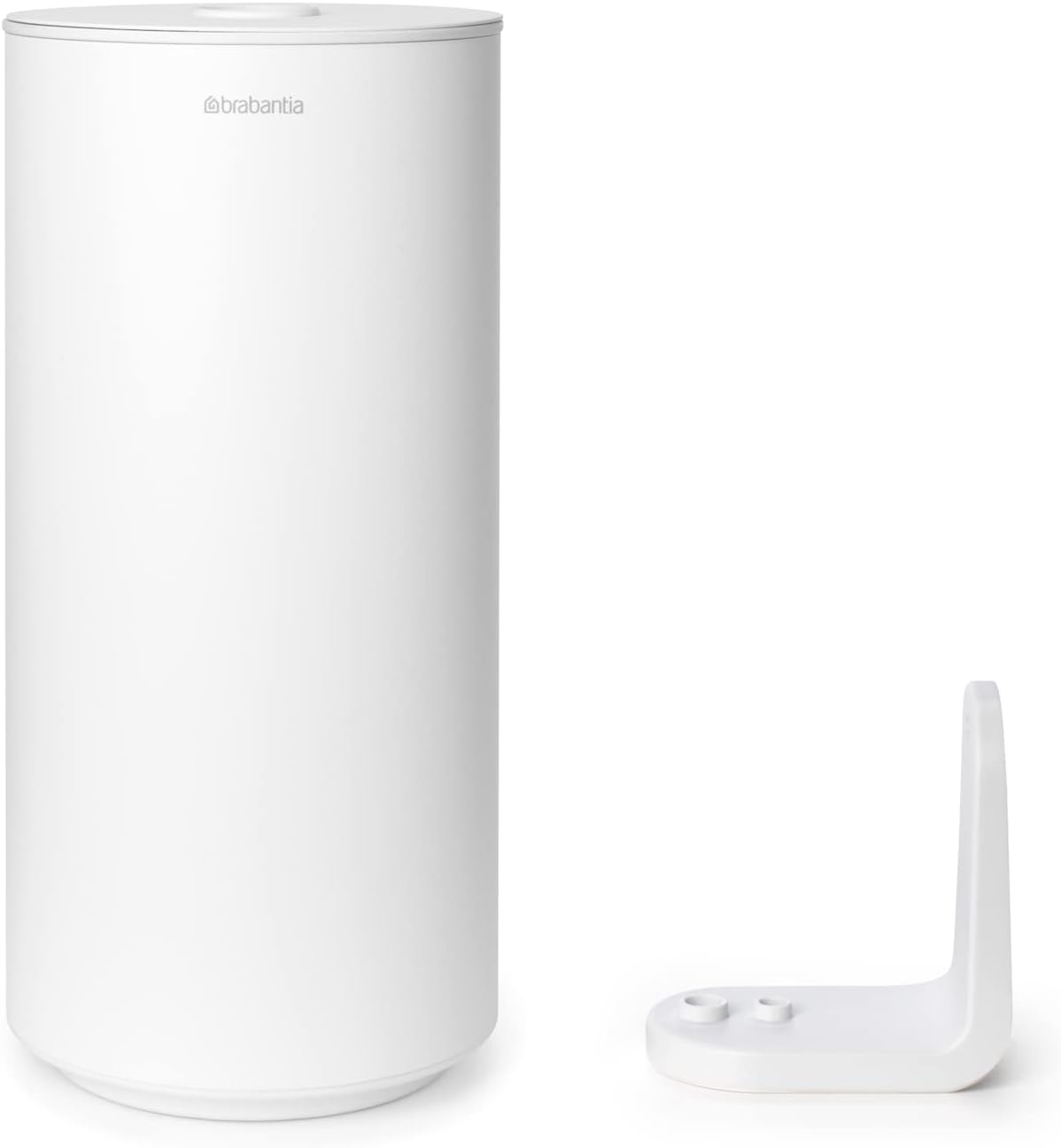 Brabantia Mindset Toilet Roll Dispenser (Mineral Fresh White) Anti-Rust, Discreet Bathroom Tissue Holder, 2 Spare Rolls