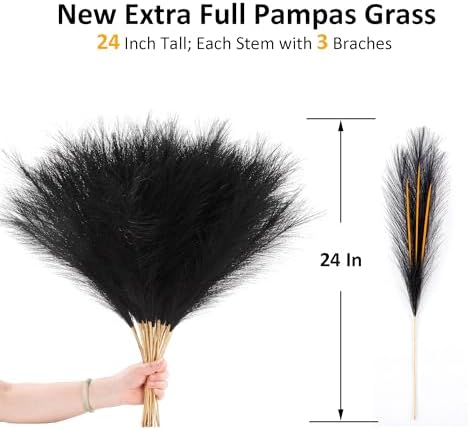30 Pcs Purple Faux Pampas Grass 24" Extra Full for Vase Filler