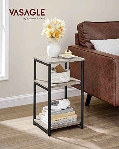 VASAGLE Side Table, Small End Table, Tall Nightstand, Steel Frame