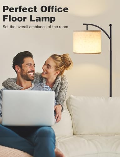 Ambimall 60" Modern Floor Lamp with Beige Shade, 9W LED Bulb