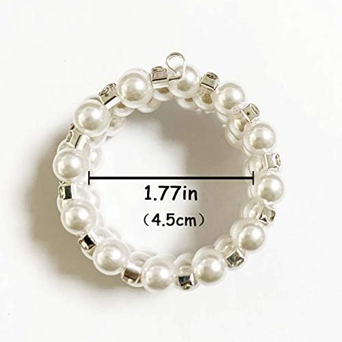LogHog Pearl Napkin Rings Set of 6, Delicate Handmade Napkin Holder Ring Buckles Ideal Table Setting Decor for Wedding, Valentine's Day, Banquet, Birthday, Thanksgiving (White)