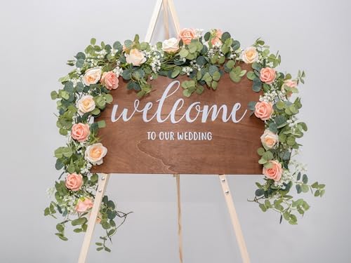 6FT Artificial Eucalyptus Flower Garland with Pink Roses & Baby's Breath