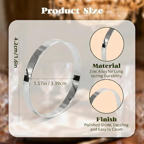 200 Pcs Silver Napkin Rings Bulk, Exquisite Round Napkin Ring Buckles, Suitable for Family Dinners, Weddings, Holiday Parties