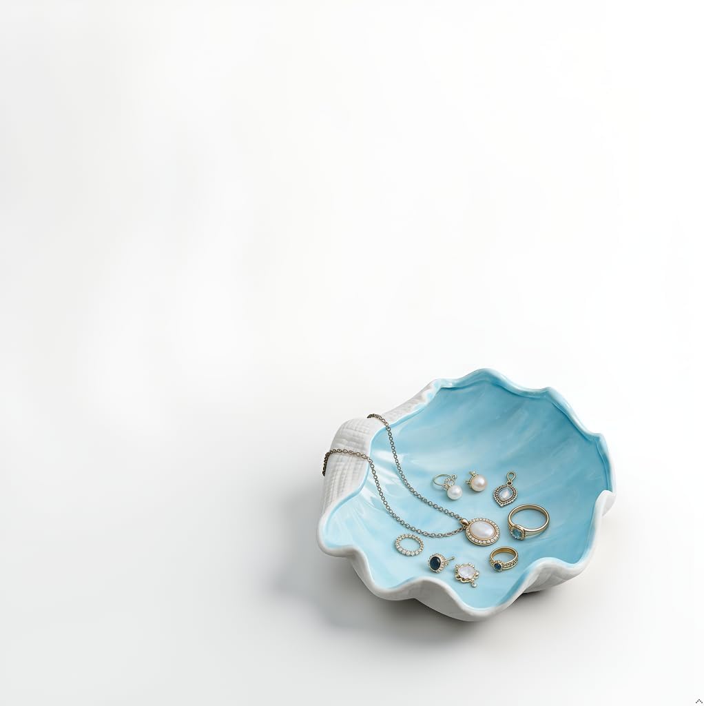 Ocean Themed Ring Holder / Blue Shell